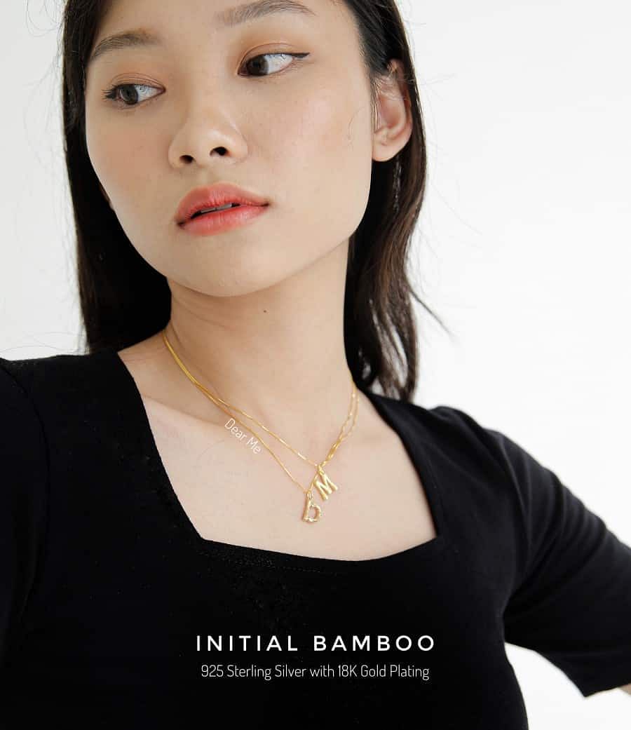 Initial on sale bamboo necklace