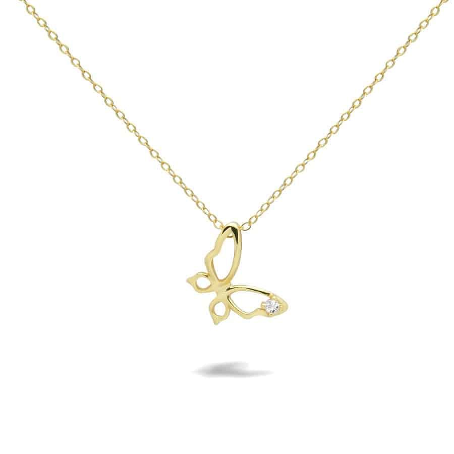 Butterfly Necklace (925 Sterling Silver with 18K Gold Plating) - Dear Me  Jewelry