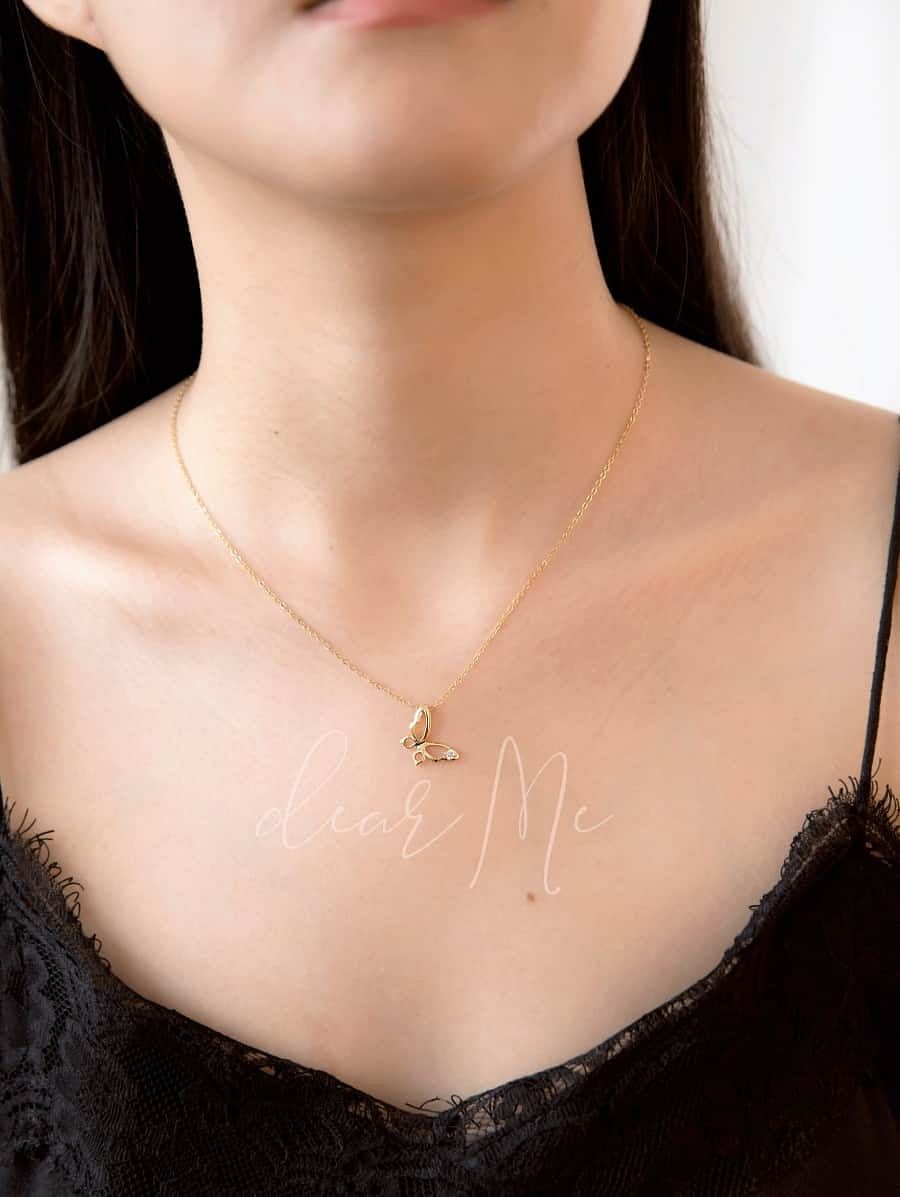 Butterfly Necklace (925 Sterling Silver with 18K Gold Plating) - Dear Me  Jewelry