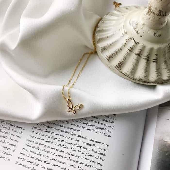 Butterfly Necklace (925 Sterling Silver with 18K Gold Plating) - Dear Me  Jewelry